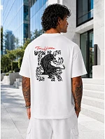 Pánske bavlnené tričko nadrozmernej veľkosti s bielou potlačou FashionStreet NX4001R Pánske bavlnené tričko nadrozmernej veľkosti s bielou potlačou FashionStreet NX4001R