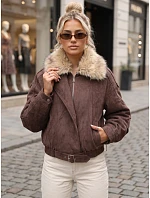 Dámska zimná bunda s kožušinovým golierom, hnedá, FashionStreet TY5701 Dámska zimná bunda s kožušinovým golierom, hnedá, FashionStreet TY5701