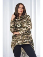 Mikina s dlhým chrbtom moro khaki+ecru Mikina s dlhým chrbtom moro khaki+ecru