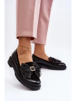 Damskie Lakierowane Mokasyny Z Kokardą Laura Messi 2786 Czarne