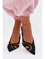 Dámské sandály sítě na jehlovém podpatku Černé Cornelia