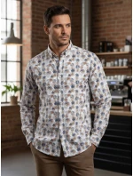 Pánska kvetinová biela košeľa FashionStreet DX2645 Pánska kvetinová biela košeľa FashionStreet DX2645