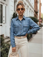 Dámska džínsová košeľa z lyocellu, ležérna, modrá, FashionStreet DY0493 Dámska džínsová košeľa z lyocellu, ležérna, modrá, FashionStreet DY0493