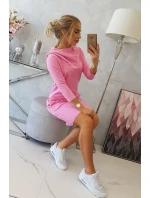 Šaty s kapucňou a vreckami svetlo ružové