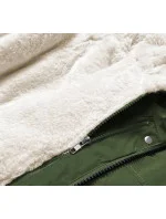 Teplá dámska zimná bunda khaki-ecru (w629)