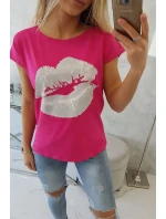 Blúzka s potlačou pier fuchsiová