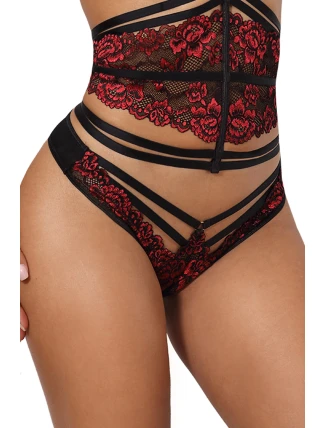 Extravagantné tangá V-10038 čierna/červená - Axami Extravagantné tangá V-10038 čierna/červená - Axami