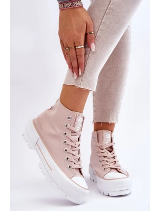 Wysokie Materiałowe Trampki Na Platformie Big Star LL274157 Nude