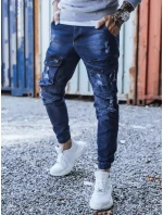 Modré pánske nohavice FashionStreet UX3284