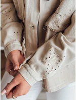 Dámska prechodná bunda v jednej veľkosti vo farbe hviezd STRASHINE cappuccino FashionStreet TY4846