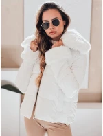 Dámska prešívaná krátka bunda s kožušinou biela FashionStreet TY5070