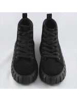 Čierne šnurovacie topánky z imitácie semišu (XA057)