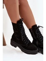 Dámske zateplené semišové kožené workery Zazoo 4213 Black