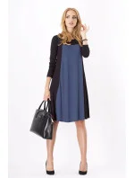 Dámske šaty voľný strih 3/4 rukáv vhodné aj pre tehotné stredne dlhé grafitové - Čierna - Beyo Dámske šaty voľný strih 3/4 rukáv vhodné aj pre tehotné stredne dlhé grafitové - Čierna - Beyo