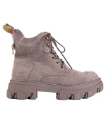 Jedinečné hnedé dámske členkové topánky s plochým podpätkom