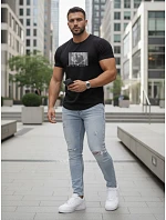 Pánske tričko s klasickou čiernou potlačou FashionStreet NX5014R