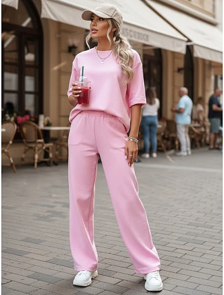 Dámske tepláky s krátkym rukávom ružové FashionStreet AY1168
