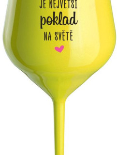 KAMARÁDKA JE NEJVĚTŠÍ POKLAD NA SVĚTĚ - žlutá nerozbitná sklenice na víno 470 ml