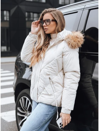 Dámska prešívaná zimná bunda s kapucňou biela FashionStreet TY5236