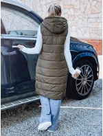 Dámska dlhá prešívaná zelená vesta FashionStreet TY5268