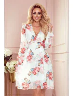 FRANCES - Dámske šifónové šaty s dekoltom as kvetinovým vzorom 388-2
