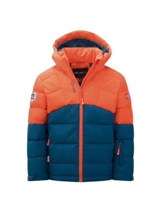 Trollkids Detská zimná bunda Gryllefjord nepremokavá oranžová/modrá (365-428)