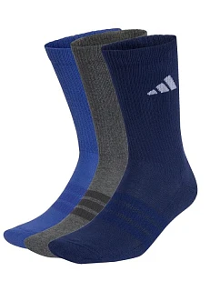 Ponožky adidas Cushioned Sportswear Crew 3P tmavomodré, sivé, modré KQ6762