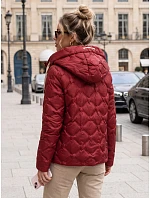 Dámska prešívaná prechodná bunda s kapucňou, bordová, FashionStreet TY5885 Dámska prešívaná prechodná bunda s kapucňou, bordová, FashionStreet TY5885