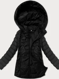 Ľahká čierna dámska prešívaná bunda s kapucňou J Style (16M9263-392)