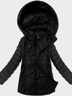 Dámska ľahká prešívaná bunda s kapucňou Plus Size J Style Black (16M9263-392)