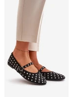 Zdobione Baleriny Z Paskiem Eko Zamszowe Czarne Tirilissa