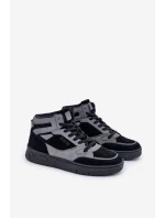 Zamszowe Sneakersy Męskie Big Star OO174303 Hi-Poly System Czarno-Szare