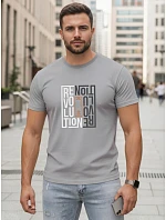 Pánske bavlnené tričko s potlačou revolution grey FashionStreet NX0143R Pánske bavlnené tričko s potlačou revolution grey FashionStreet NX0143R