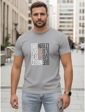Pánske bavlnené tričko s potlačou revolution grey FashionStreet NX0143R Pánske bavlnené tričko s potlačou revolution grey FashionStreet NX0143R