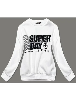 Biela dámska tepláková mikina s potlačou (26005)