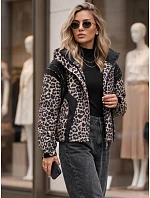 Dámska prechodná bunda s kapucňou s leopardím vzorom, béžová, FashionStreet TY6041 Dámska prechodná bunda s kapucňou s leopardím vzorom, béžová, FashionStreet TY6041
