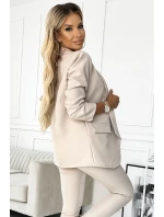 492-1 Elegantný komplet - sako a nohavice s opaskom - béžová 492-1 Elegantný komplet - sako a nohavice s opaskom - béžová