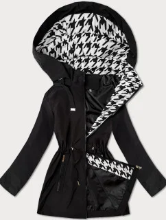 Tenká čierna dámska plus size bunda s ozdobnou podšívkou J Style (16M9258-392)