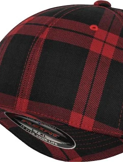 Flexfit 6197 6-panelová čiapka s výložkom „Tartan Plaid“ 55.6197 čierna/červená
