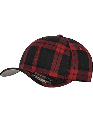 Flexfit 6197 6-panelová čiapka s výložkom „Tartan Plaid“ 55.6197 čierna/červená