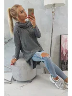 Mikina s kapucňou s dlhým chrbtom v grafitovej farbe