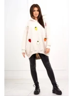 Zateplená mikina s jahodovým motívom béžová melanž