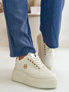 Sneakersy Buty Sportowe Damskie Ocieplane Na Masywnej Podeszwie Beżowe Ardiela