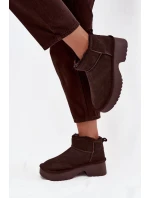 Śniegowce Damskie Z Naturalnego Zamszu Ocieplane Futerkiem Czekoladowe Milora