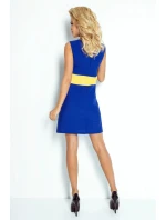 Dámske šaty BEE so žltým pruhom v páse krátkej modrej - Modrá / XL - Numoco Dámske šaty BEE so žltým pruhom v páse krátkej modrej - Modrá / XL - Numoco