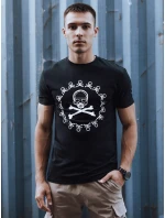 Pánske bavlnené tričko s potlačou čierne FashionStreet RX5580 Pánske bavlnené tričko s potlačou čierne FashionStreet RX5580