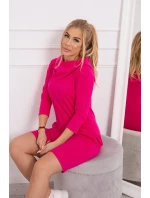 Šaty s kapucňou a vreckami fuchsiovej farby