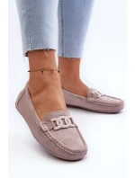 Damskie Modne Zamszowe Mokasyny Fioletowe Rabell