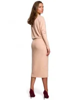 Dámske pletené šaty S245 Beige - Stylove