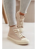 Dámske zateplené tenisky z eko kože Beige Big Star